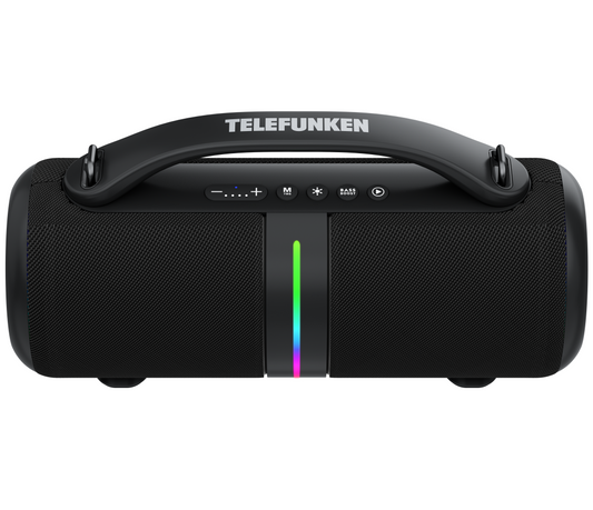 TELEFUNKEN STEREO ONE - Bluetooth Lautsprecher mit TWS Kopplung, microSD-Kartenslot, IPX6 Spritzwassergeschützt, Magnetfüße