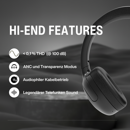 TELEFUNKEN ARCO EVO - Active Noise Cancelling Bluetooth Kopfhörer - 12 Hz Tiefbass